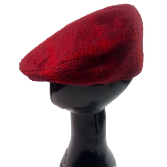 Burberry Wool/ Cashmere Beret Plaid Men’s Hat Size Medium, Red, London. - Picture 2 of 9